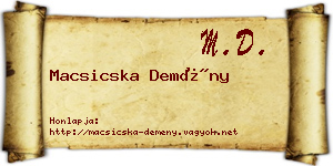 Macsicska Demény névjegykártya
